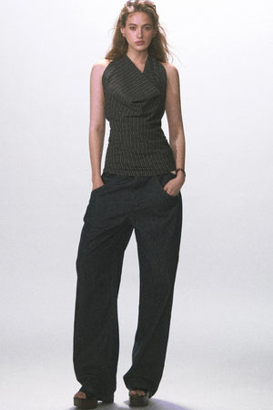 Raw Denim Wide-Leg Jeans