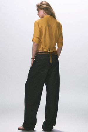 Raw Denim Wide-Leg Jeans