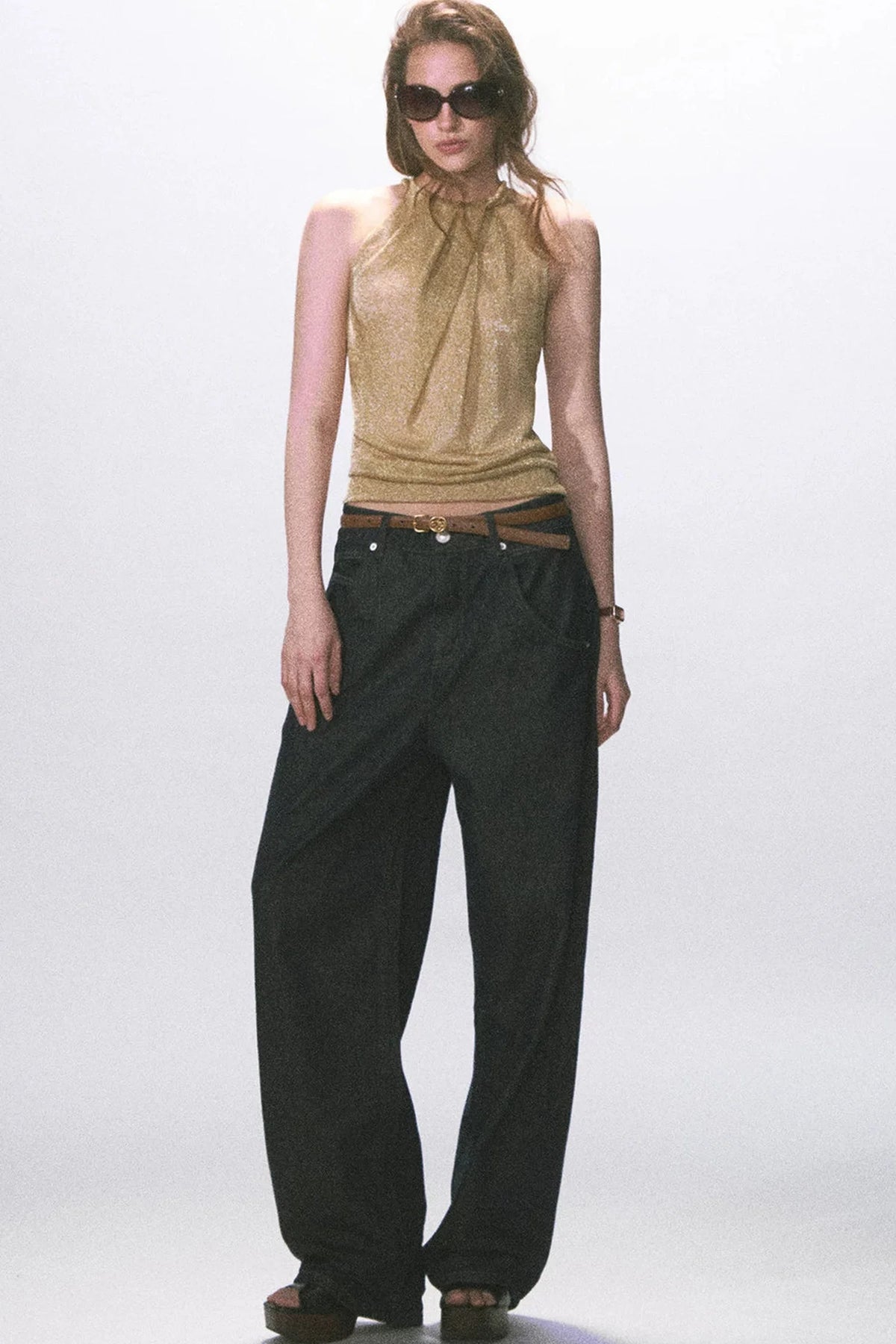 Raw Denim Wide-Leg Jeans