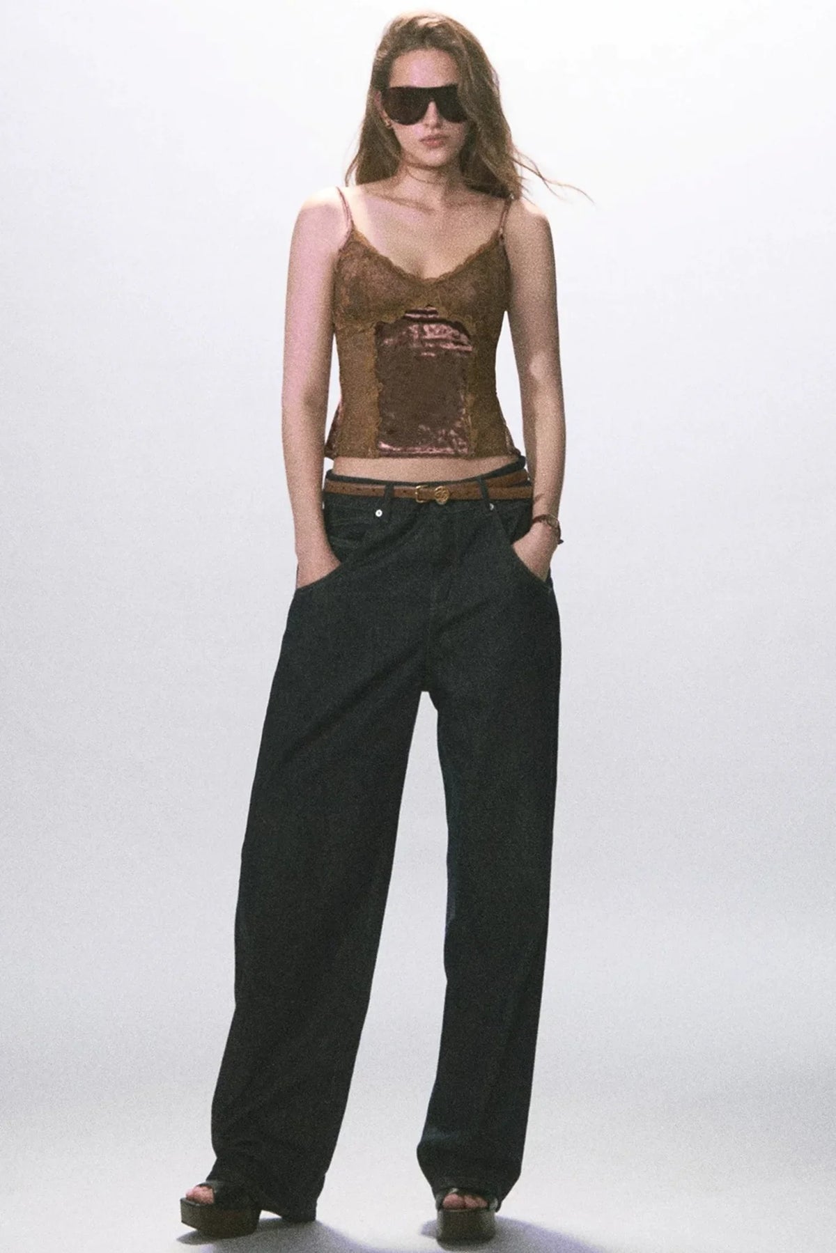 Raw Denim Wide-Leg Jeans