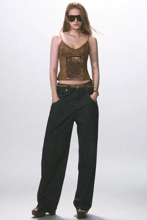 Raw Denim Wide-Leg Jeans