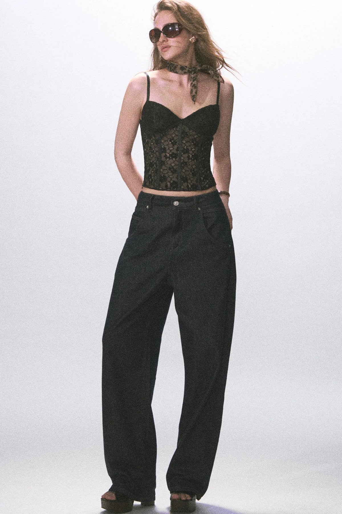 Raw Denim Wide-Leg Jeans