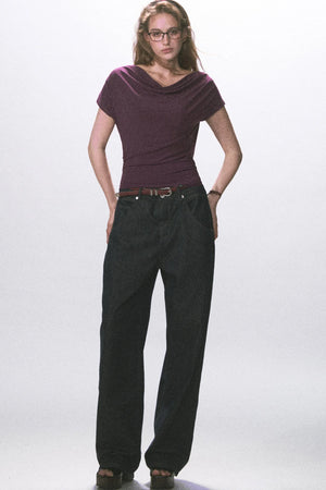 Raw Denim Wide-Leg Jeans