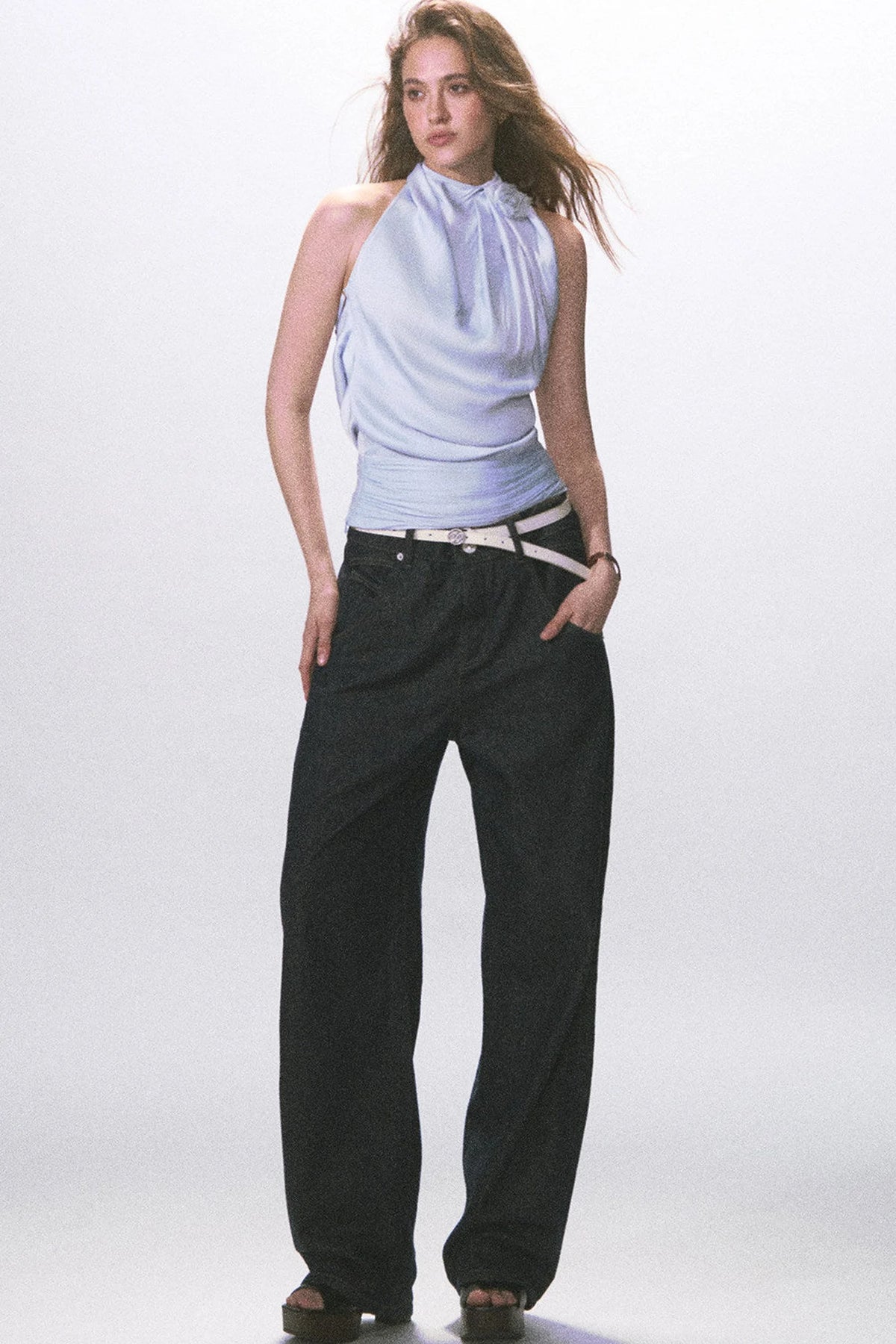 Raw Denim Wide-Leg Jeans