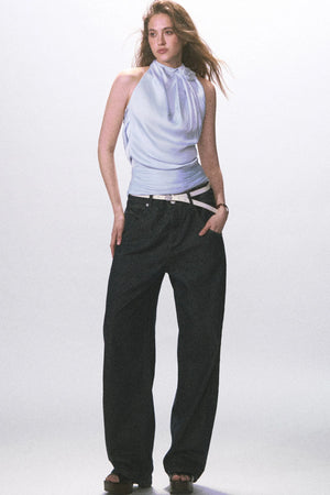 Raw Denim Wide-Leg Jeans