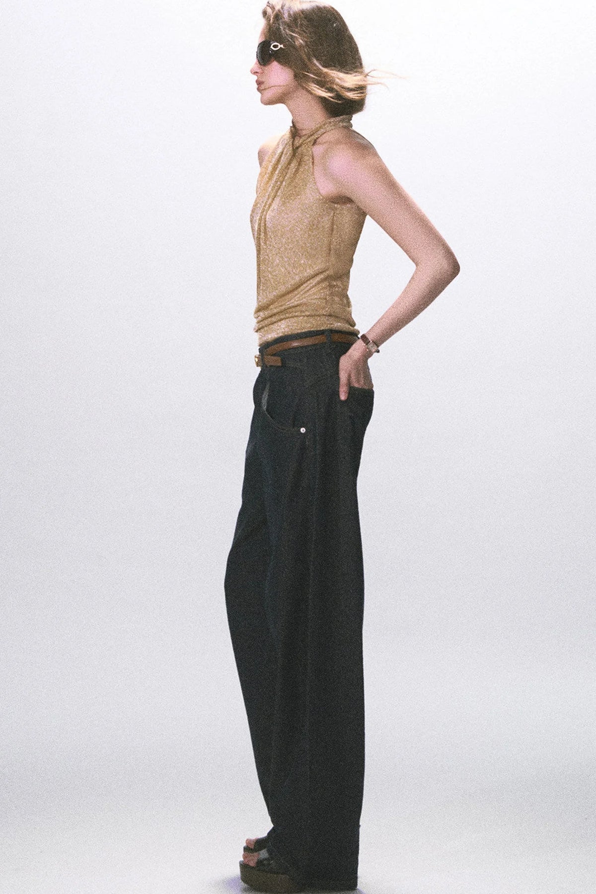 Raw Denim Wide-Leg Jeans