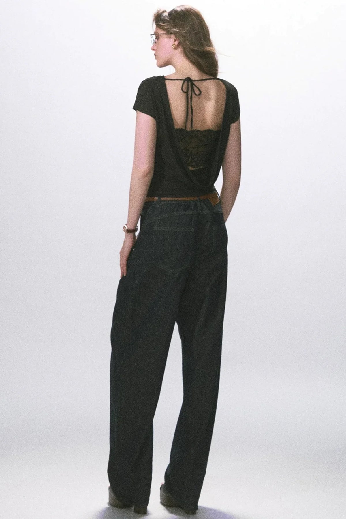 Raw Denim Wide-Leg Jeans