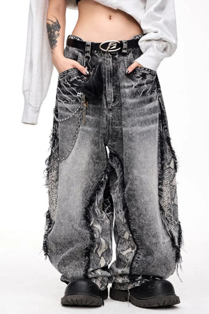 Raw-Edged Wide-Leg Trousers