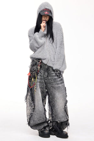 Raw-Edged Wide-Leg Trousers