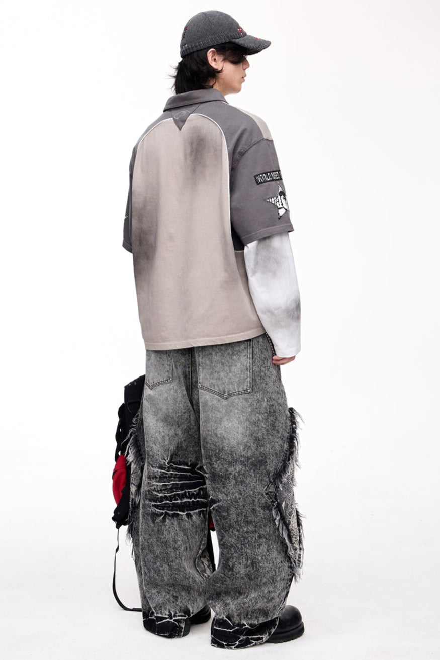 Raw-Edged Wide-Leg Trousers
