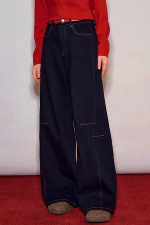 Raw Leather Trim Jeans