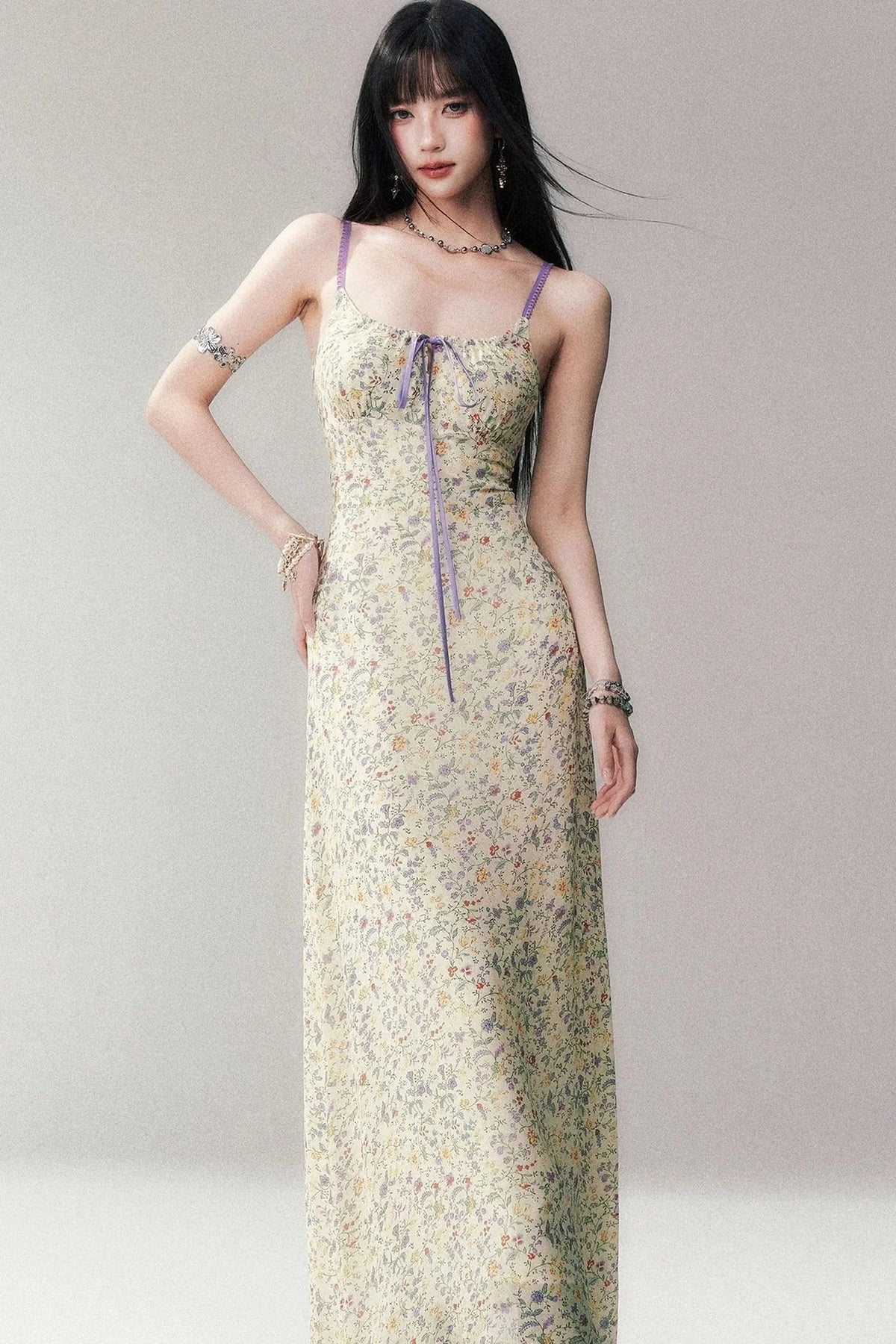 Rayon Spaghetti Strap Floral Dress