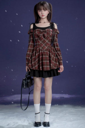 Red and Brown Plaid Dress