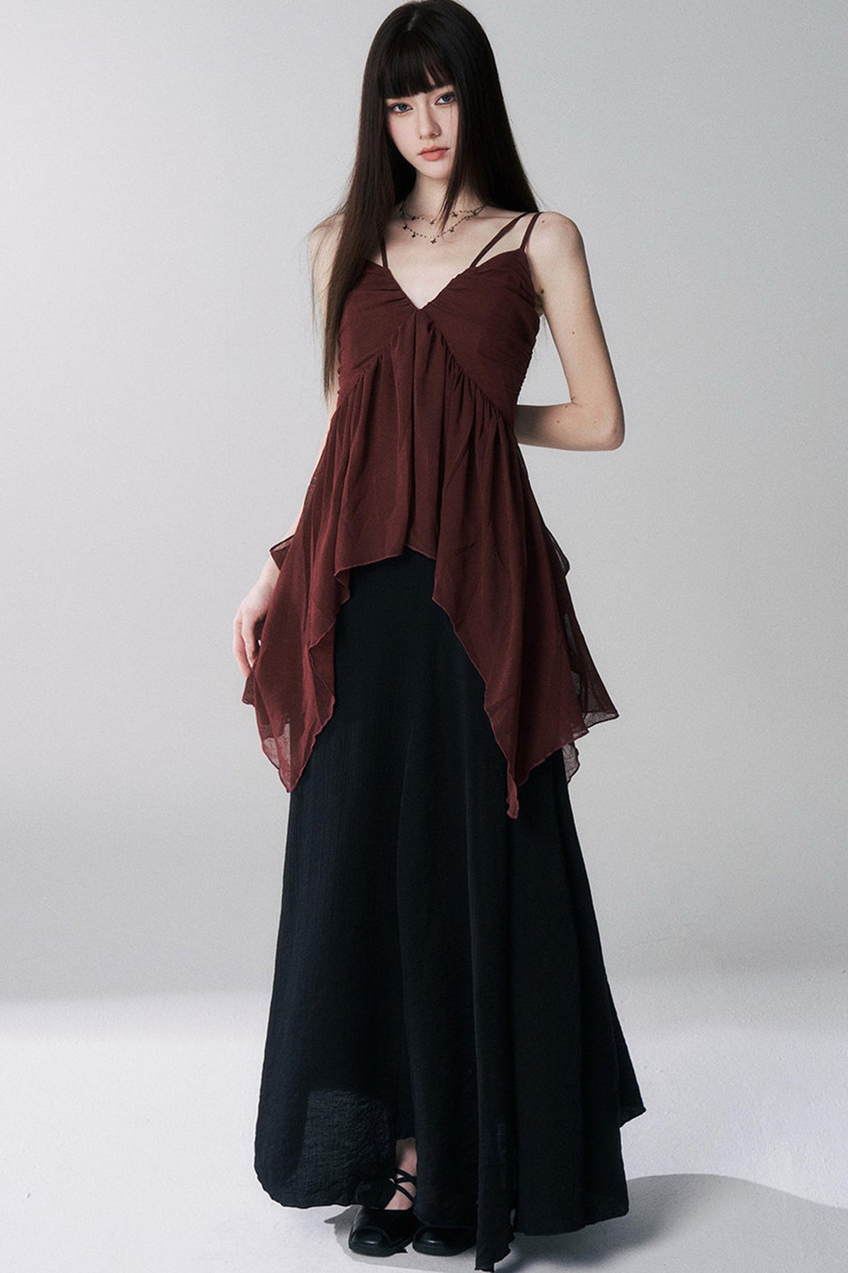 Red Camisole Music Festival Top Set-Up