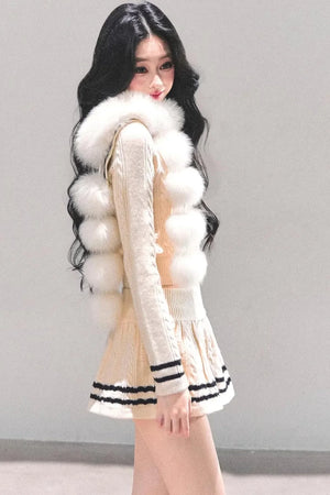 Red Evening Breeze Knitted Sweater Set-Up