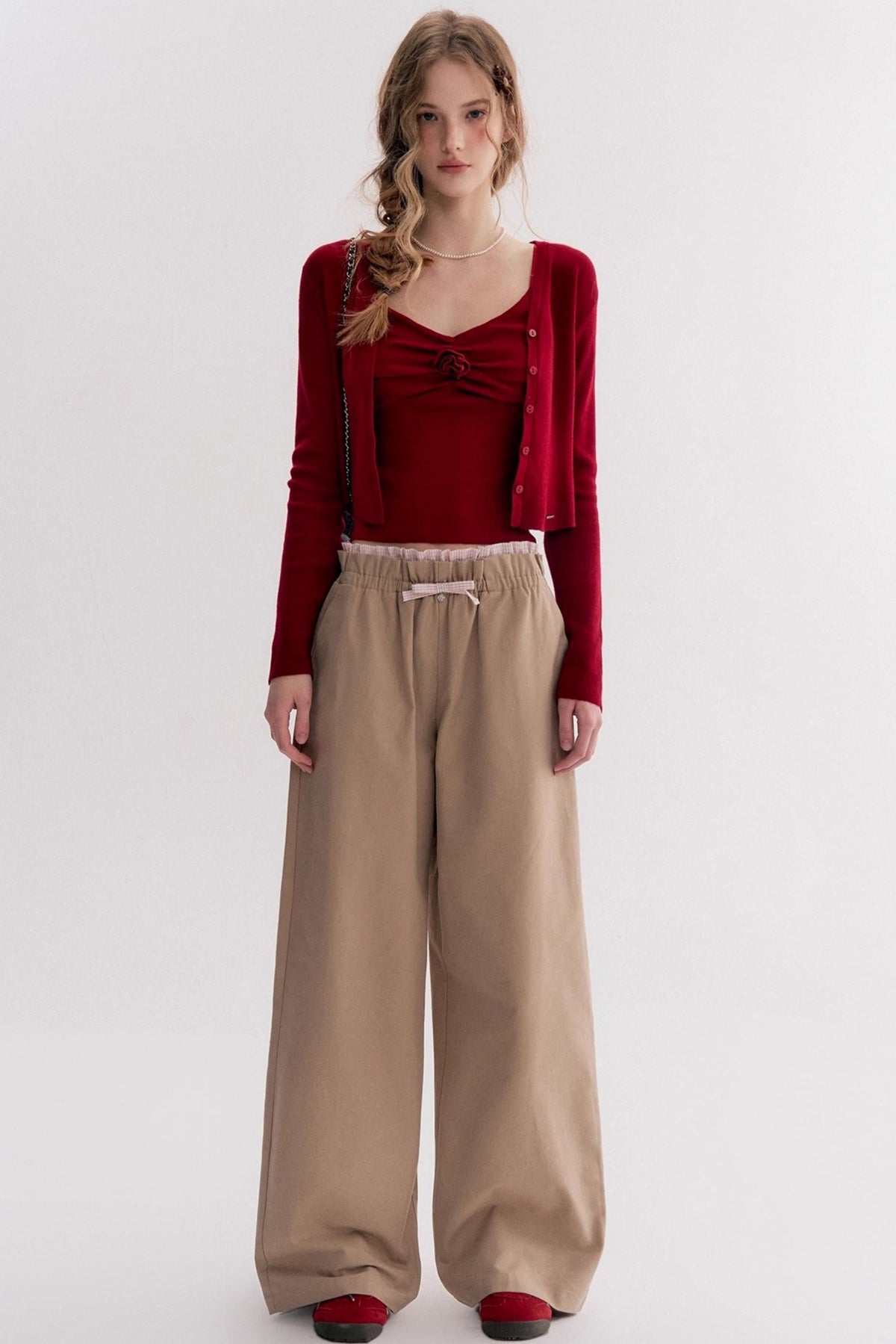Red Knit Suspender Set