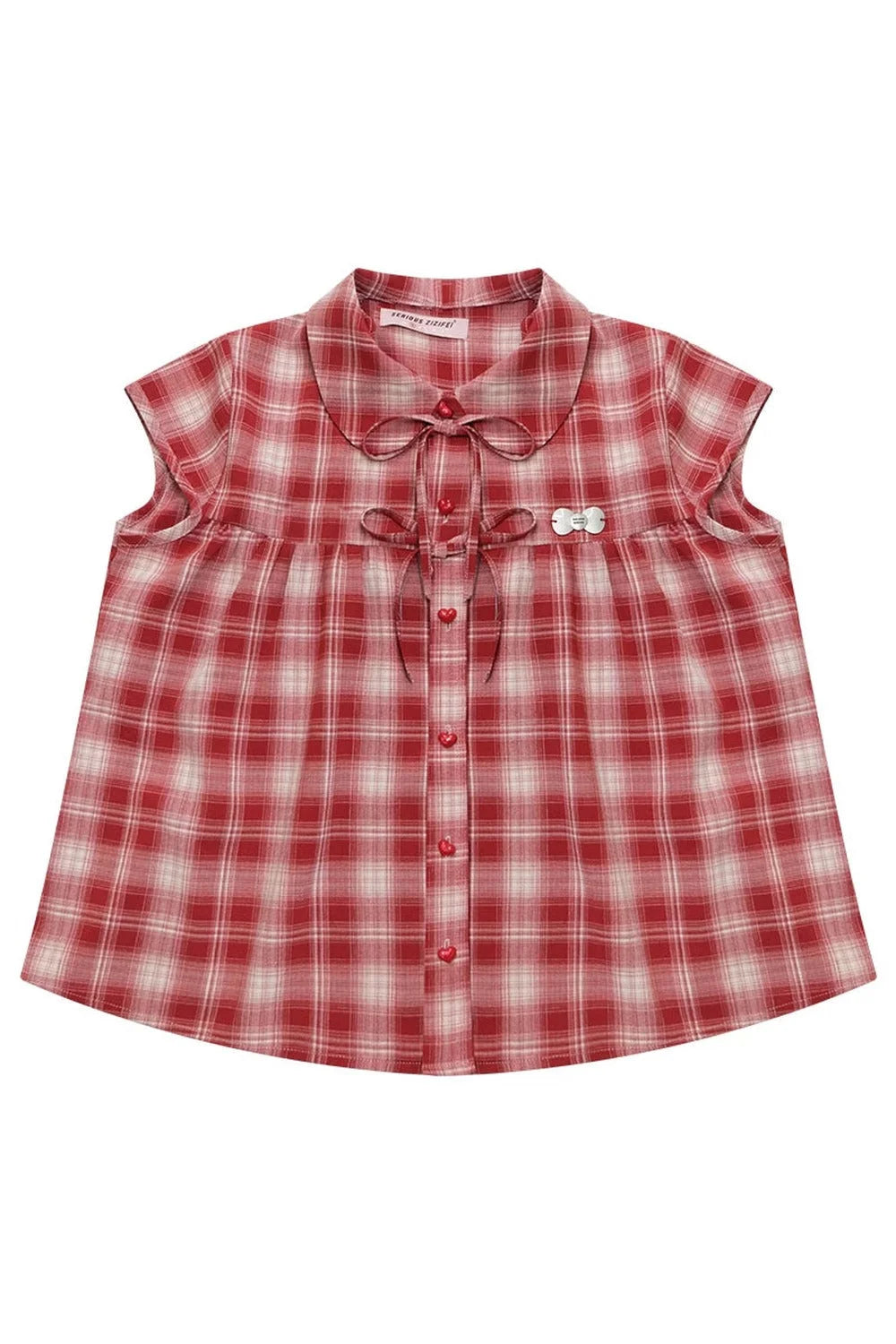Red Plaid Doll Collar Shirt