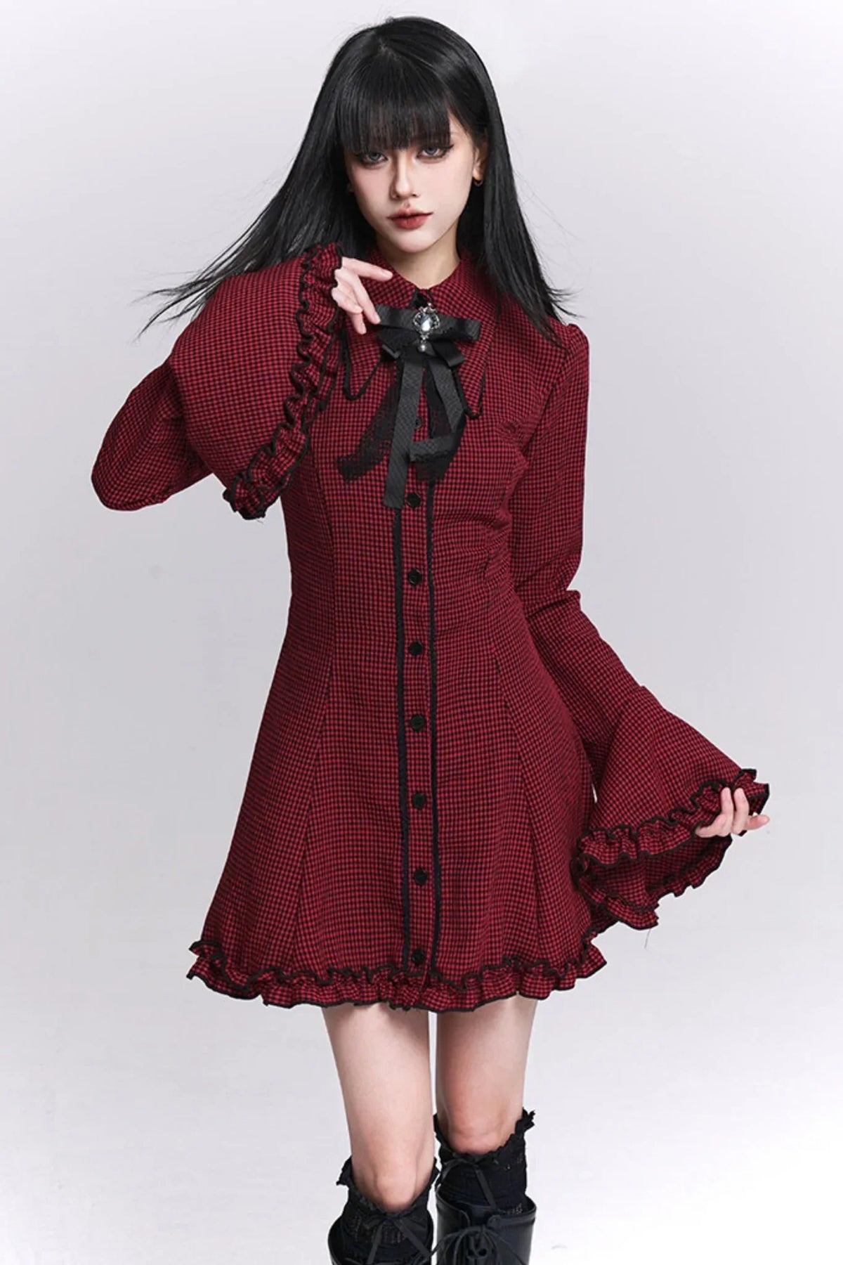 Red Plaid Shirt Dress