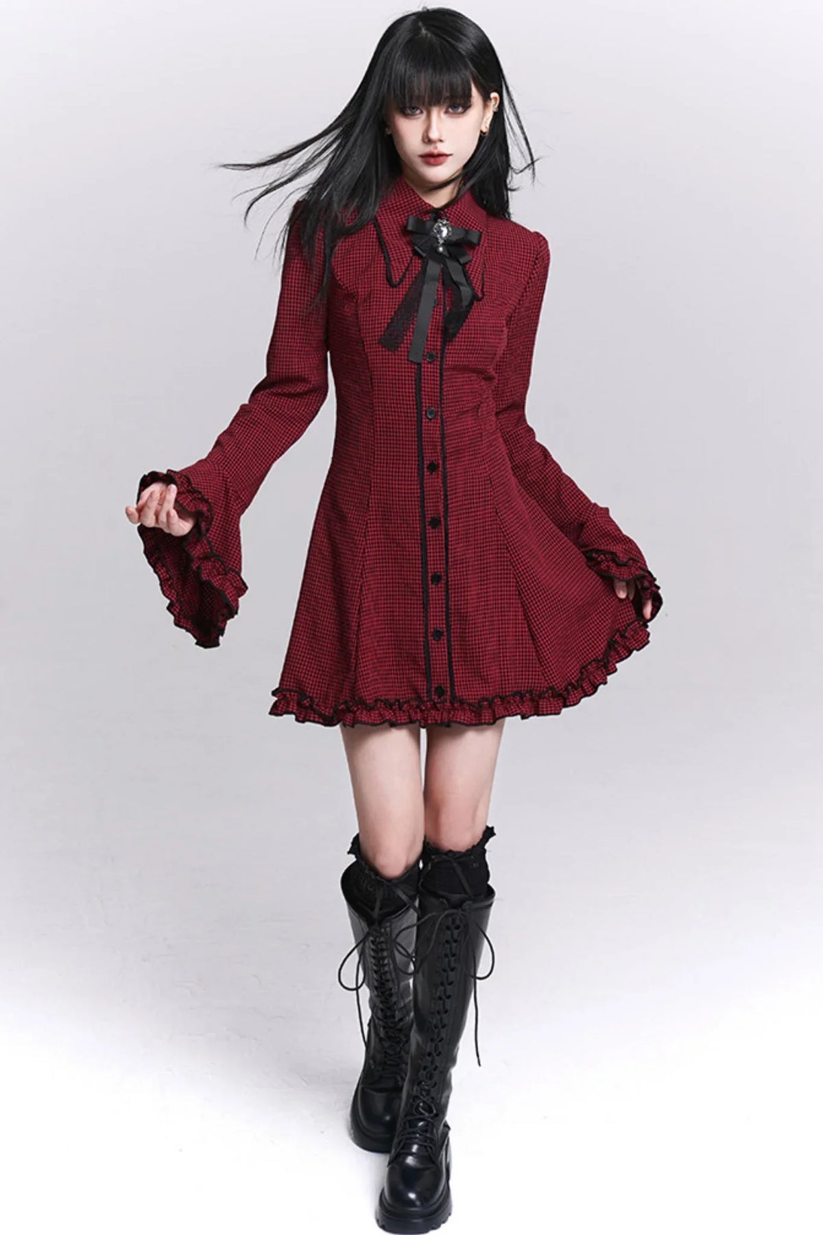 Red Plaid Shirt Dress