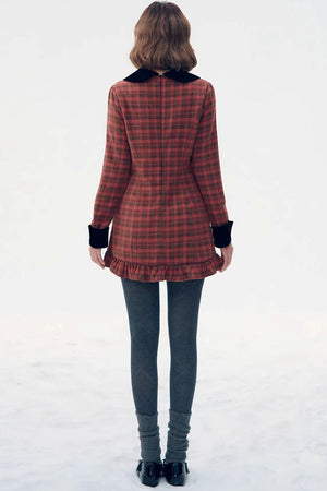 Red Plaid Velvet Doll Dress