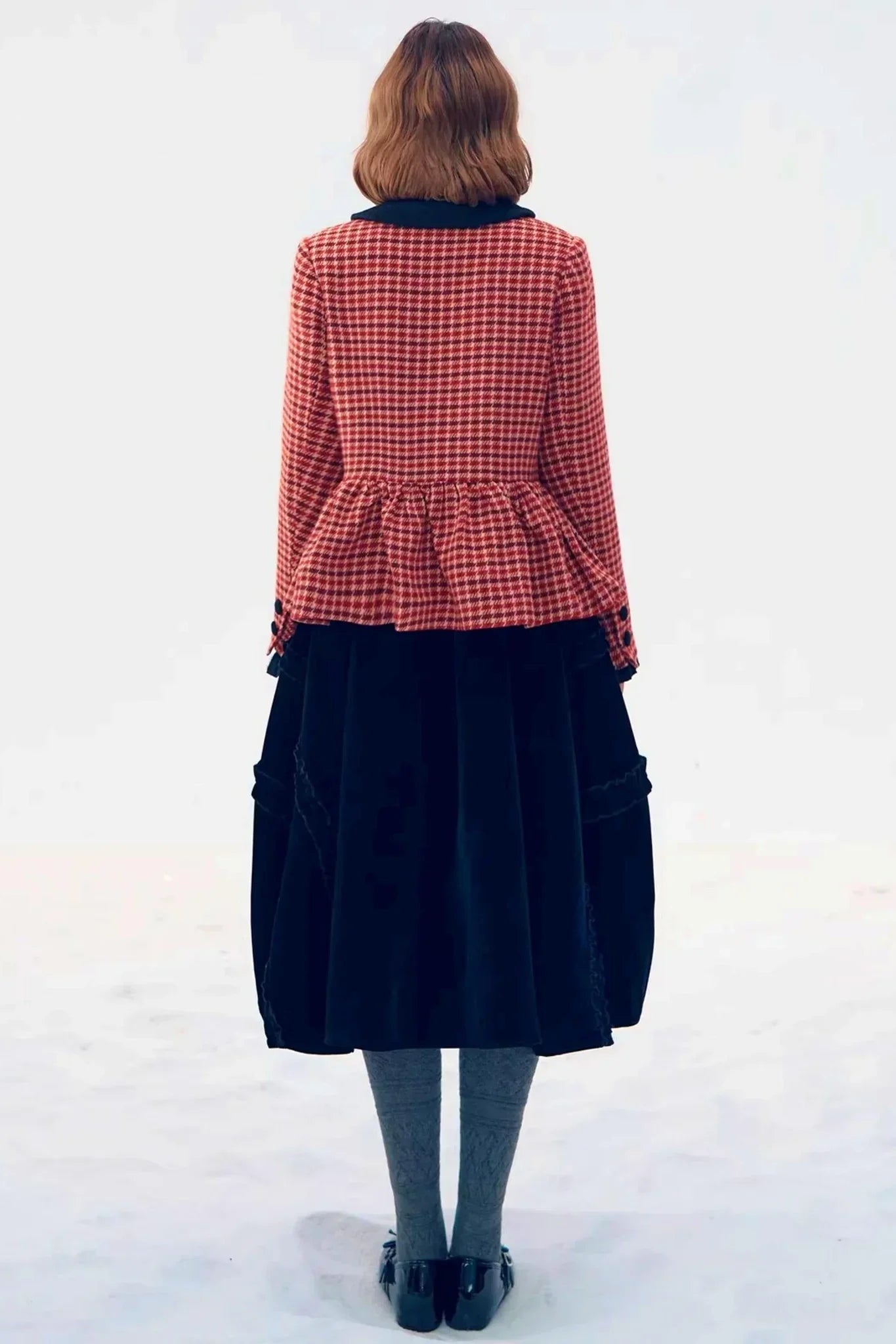 Red Plaid Woolen Coat