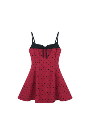 Red Polka Dot A-Line Spaghetti Strap Dress