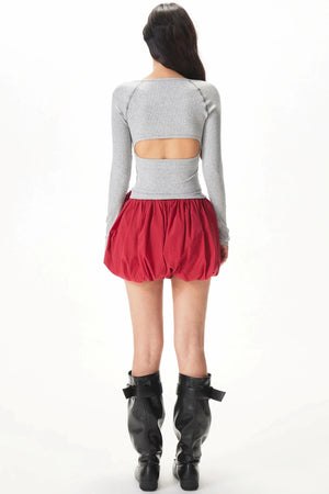 Red Puffy Flower Skirt