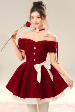 Red Velvet Pom-Pom Necklace