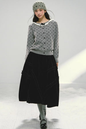 Red Velvet Ruffled Skirt