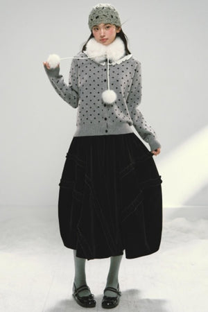 Red Velvet Ruffled Skirt