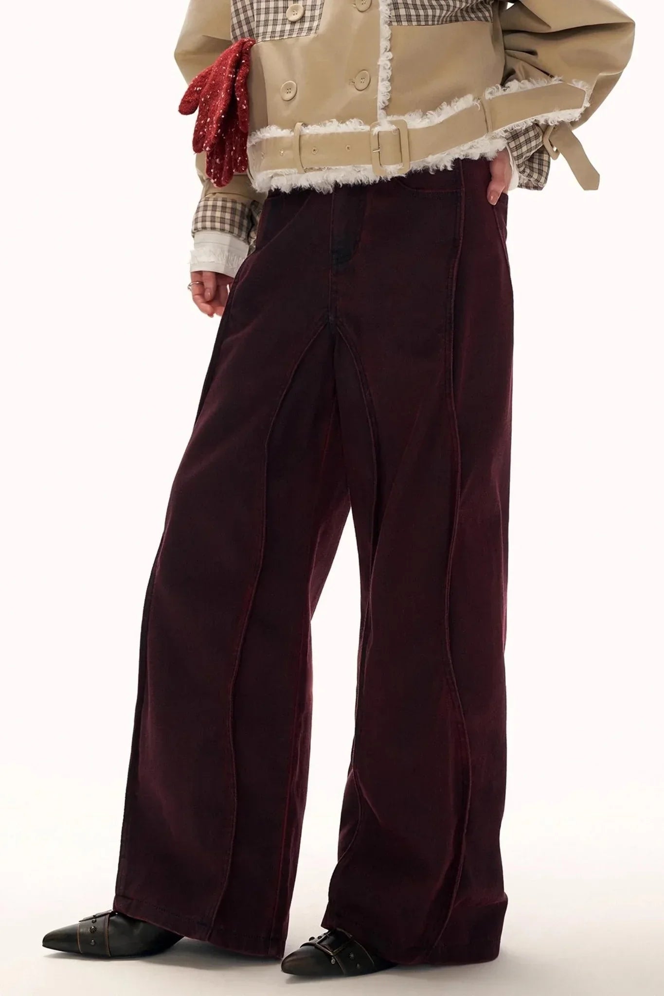 Red Wave Denim Pants
