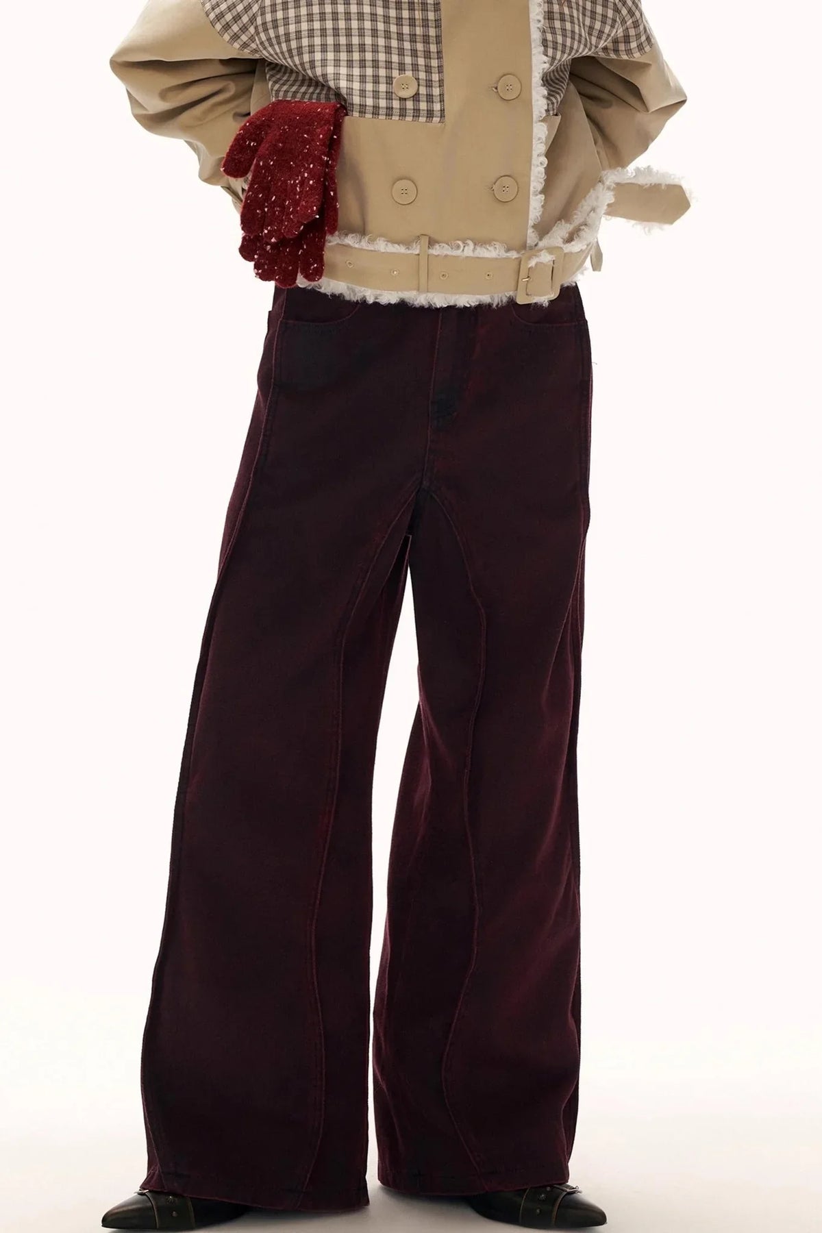 Red Wave Denim Pants