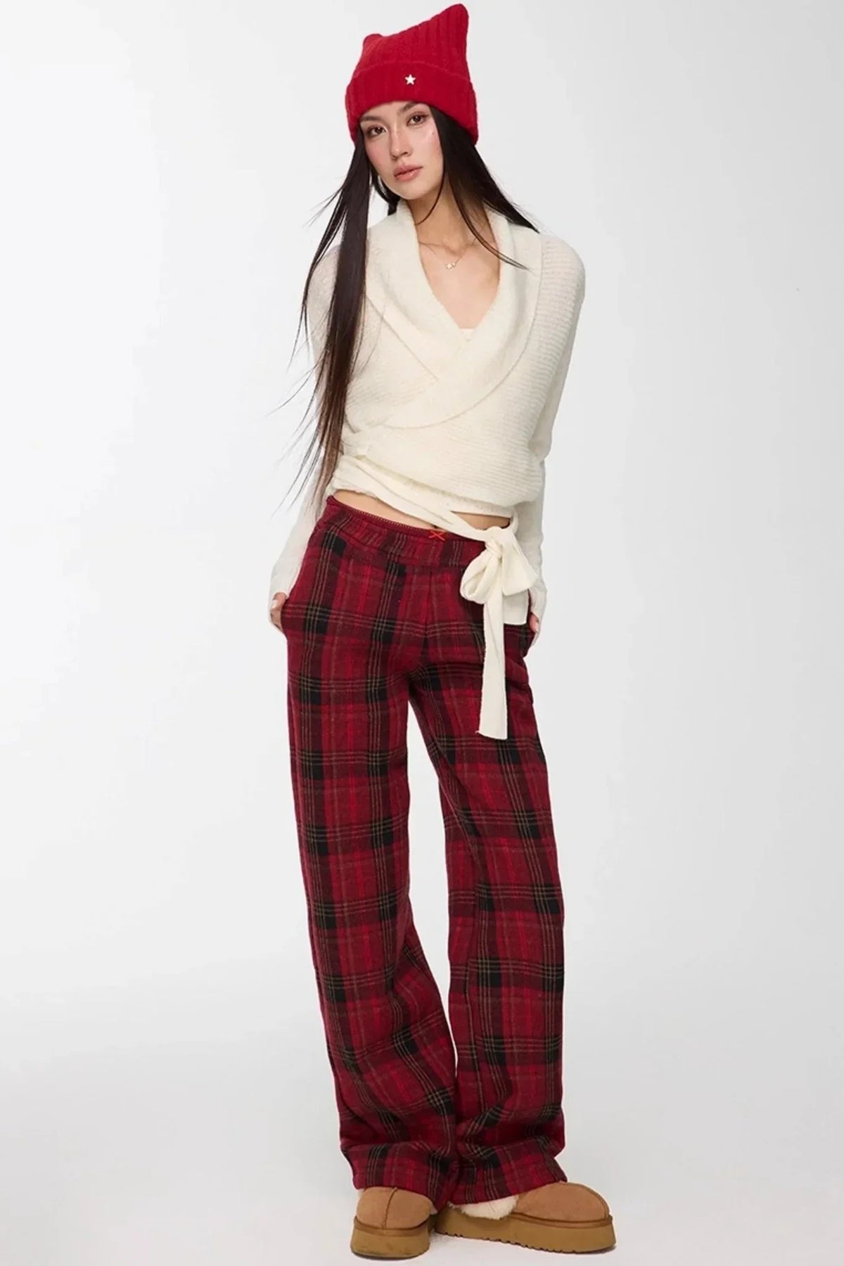 Red Winter Casual Pants
