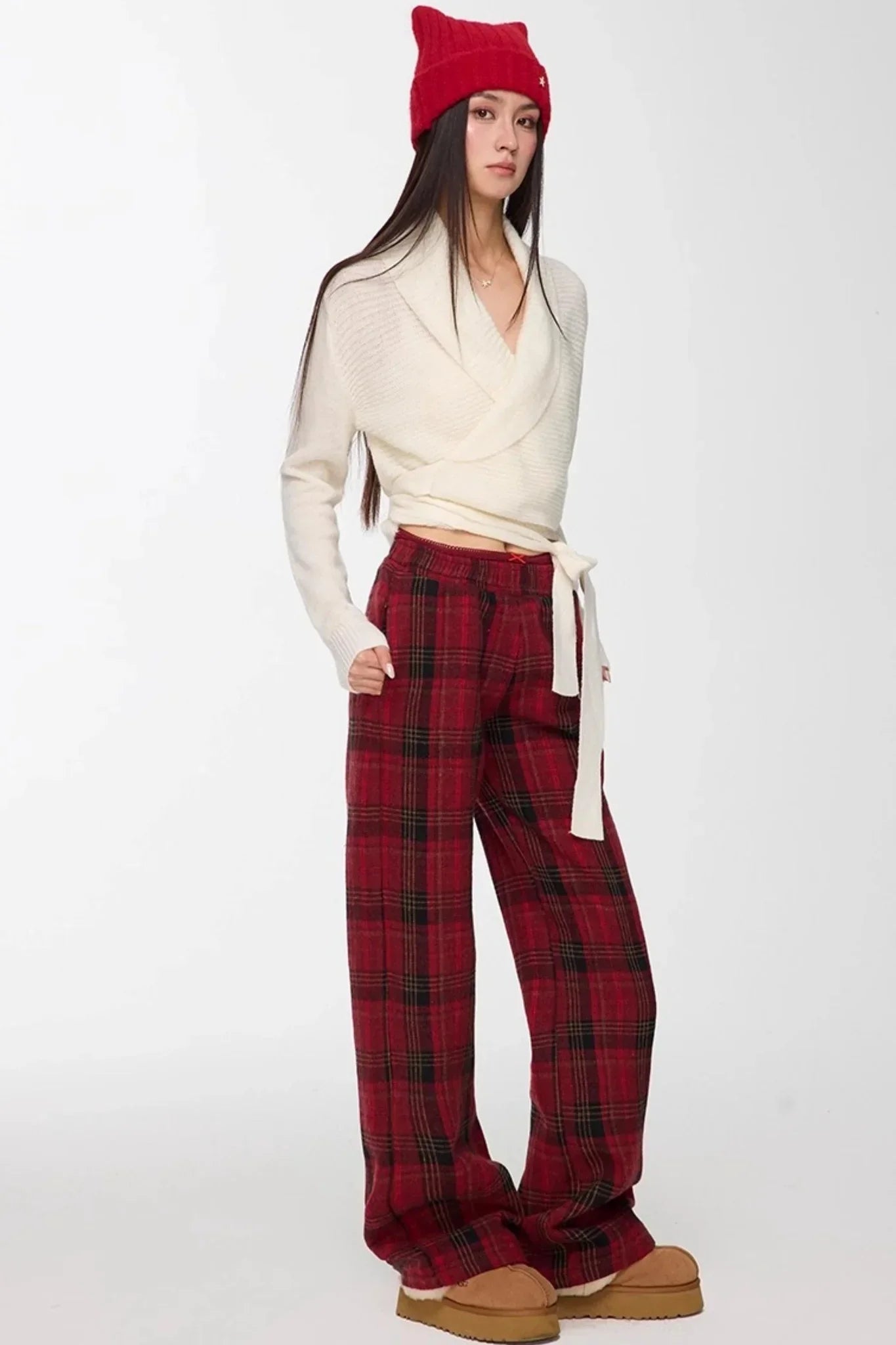 Red Winter Casual Pants