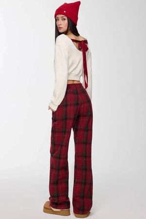 Red Winter Casual Pants