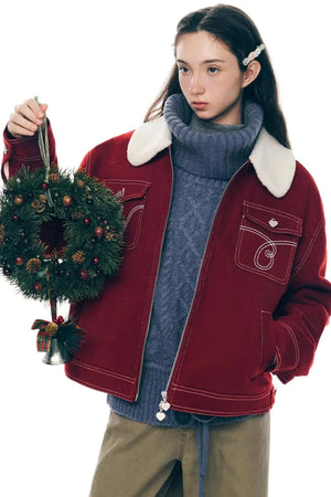 Red Wool Winter Jacket