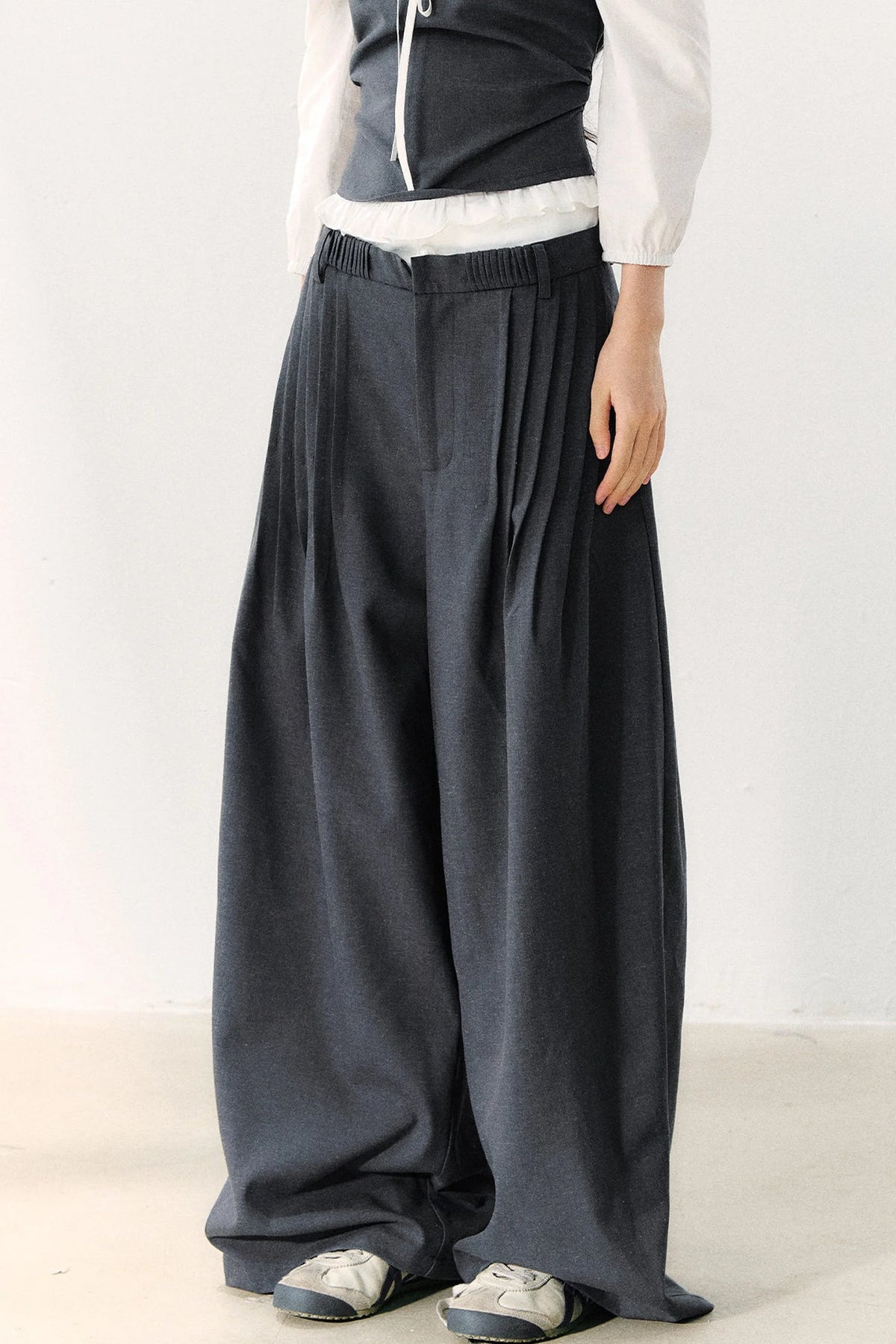 Relaxed Anti-Wrinkle Floor-Length Pants