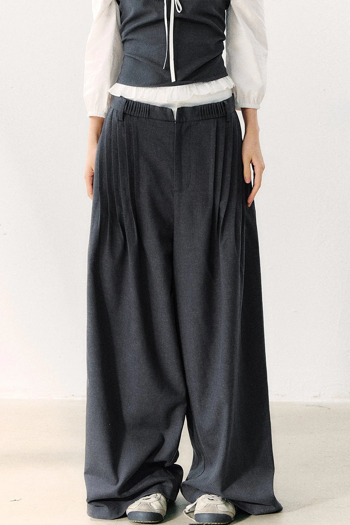Relaxed Anti-Wrinkle Floor-Length Pants