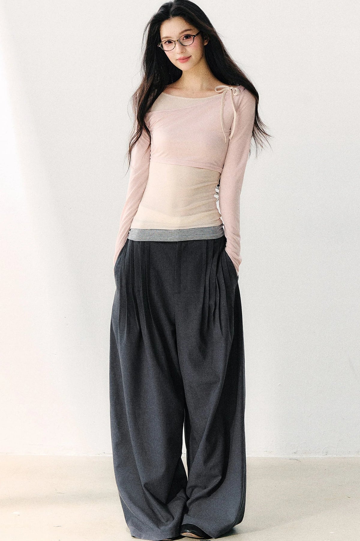 Relaxed Anti-Wrinkle Floor-Length Pants