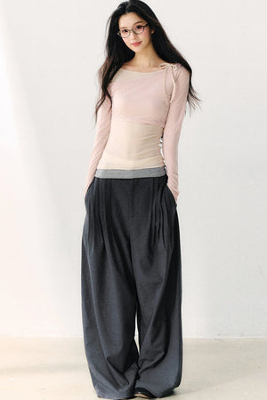 Relaxed Anti-Wrinkle Floor-Length Pants