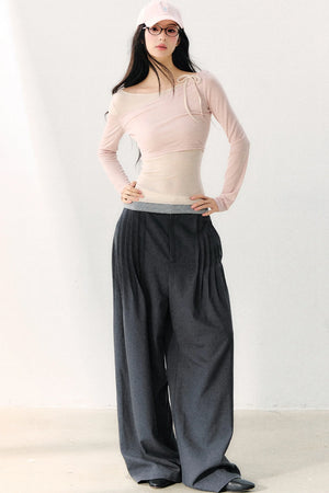 Relaxed Anti-Wrinkle Floor-Length Pants