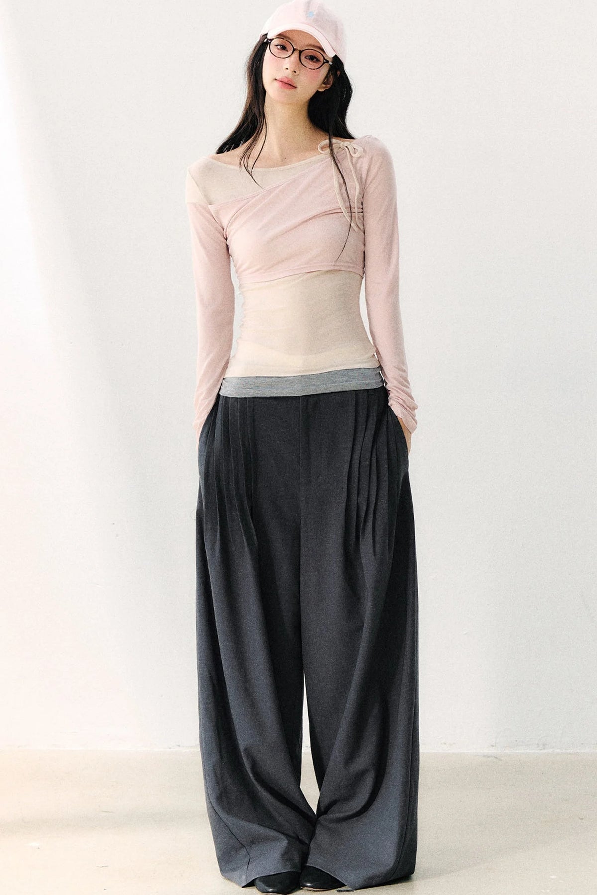 Relaxed Anti-Wrinkle Floor-Length Pants