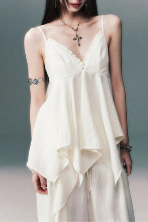 Relaxed V-Neck Camisole And Wide-Leg Pants Set-Up