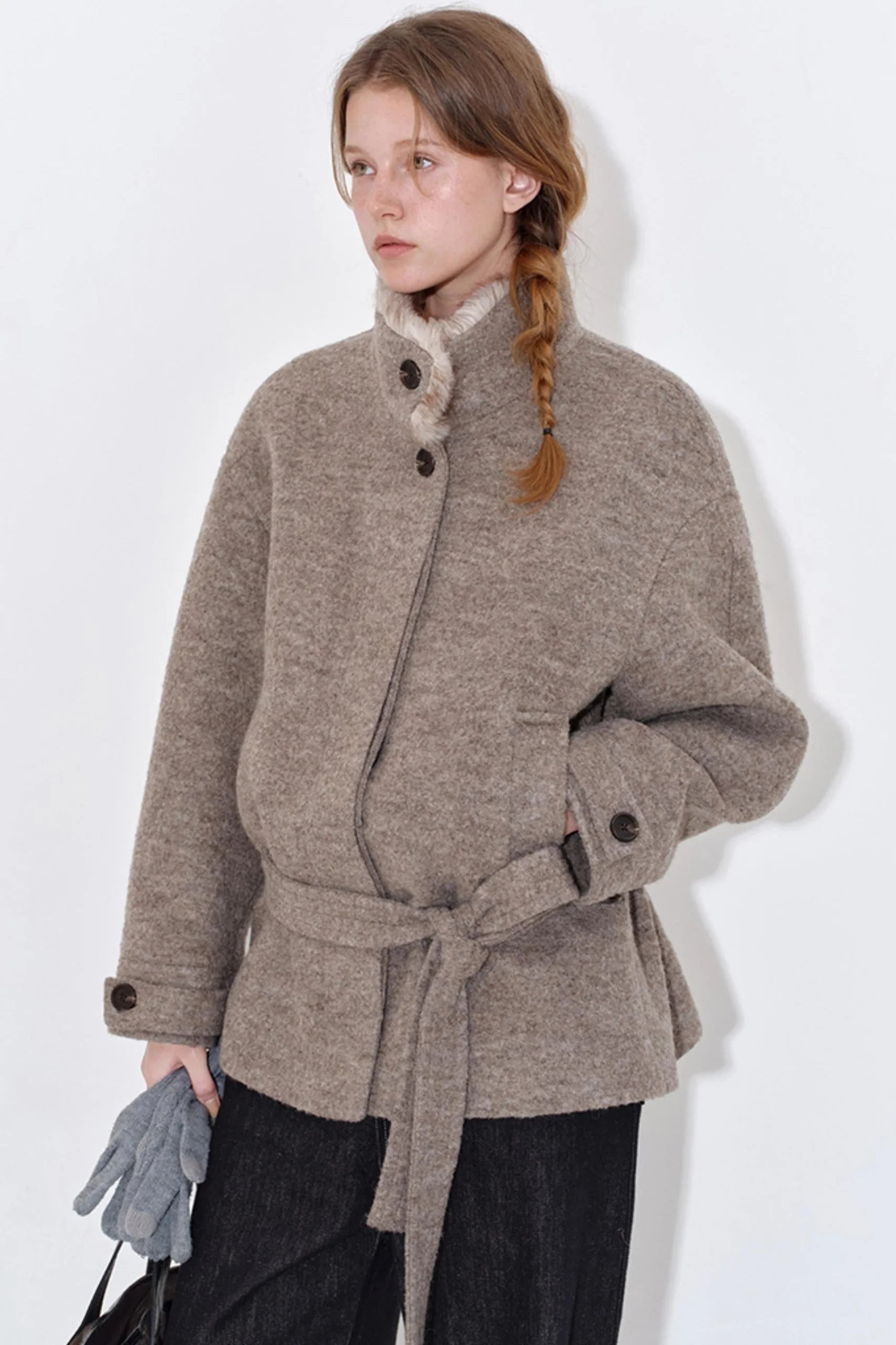 Relaxed Wool Patchwork Tweed Coat Womens Coat
