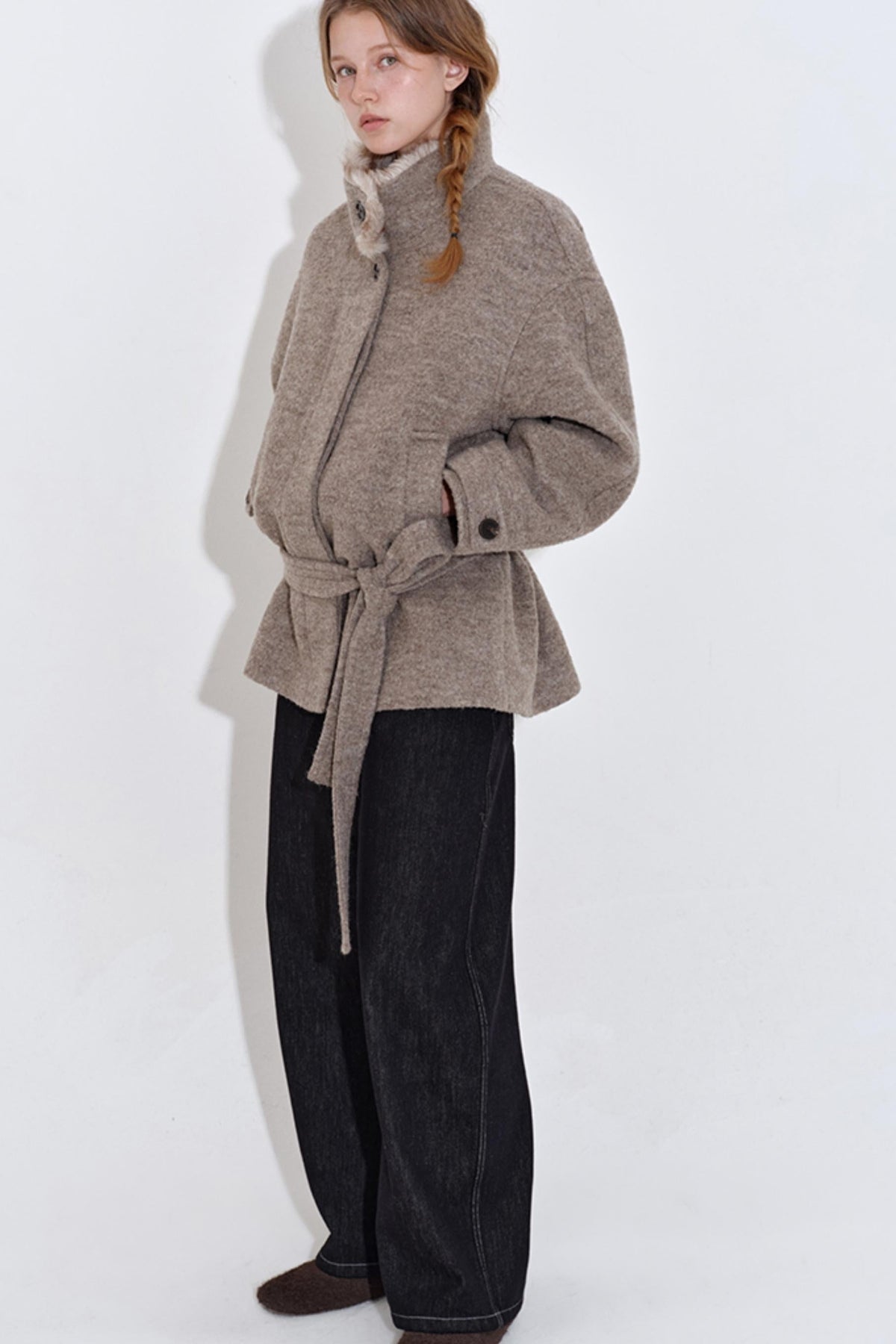 Relaxed Wool Patchwork Tweed Coat Womens Coat