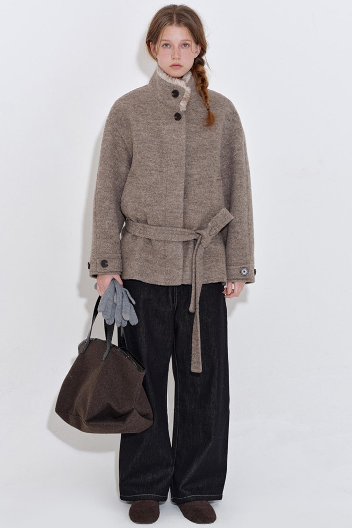 Relaxed Wool Patchwork Tweed Coat Womens Coat