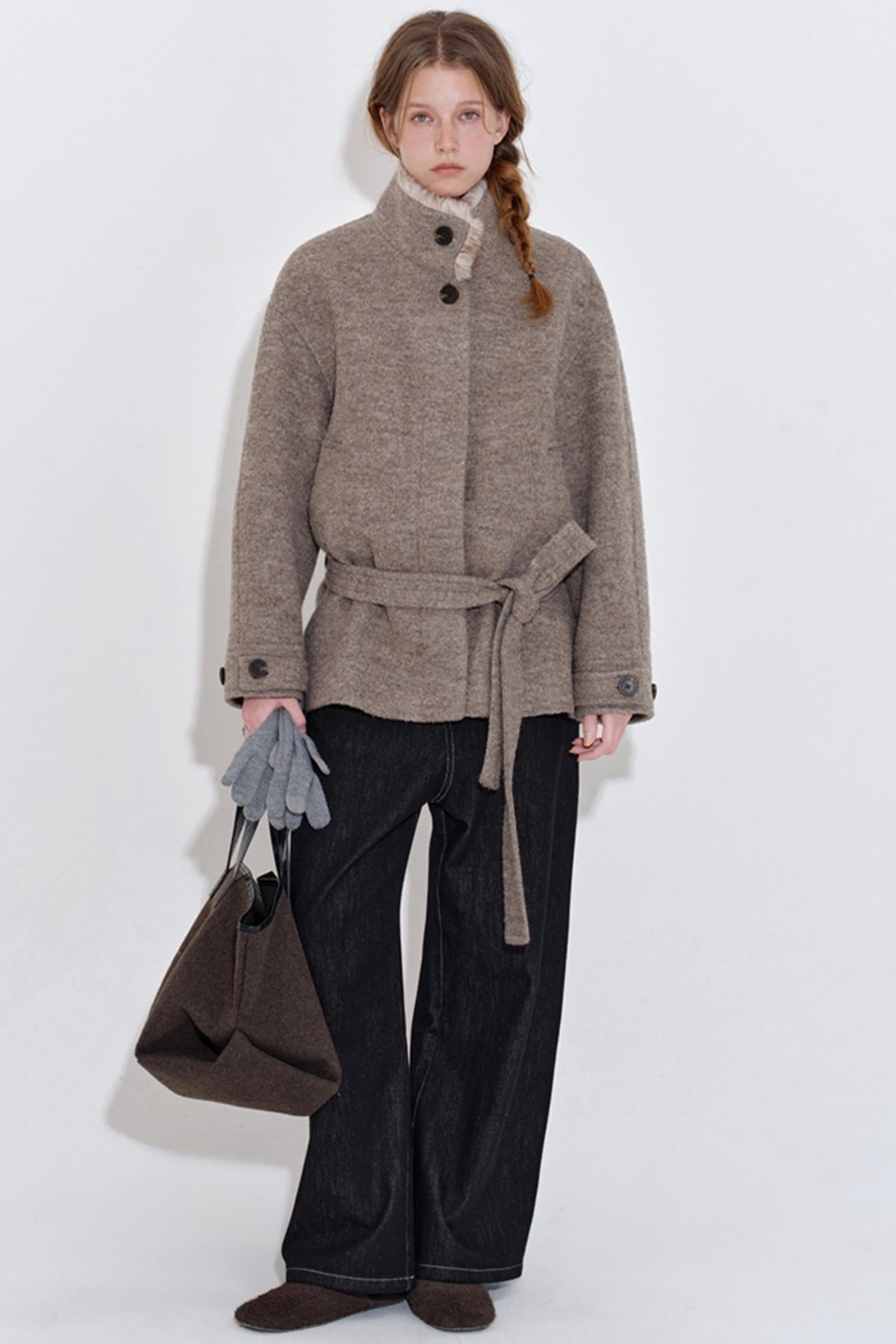 Relaxed Wool Patchwork Tweed Coat Womens Coat