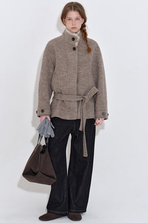 Relaxed Wool Patchwork Tweed Coat Womens Coat