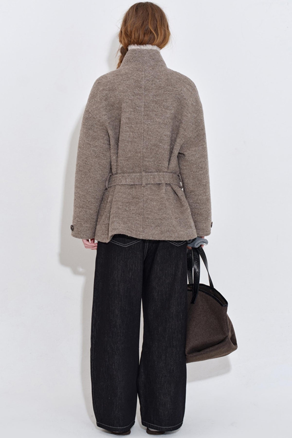 Relaxed Wool Patchwork Tweed Coat Womens Coat
