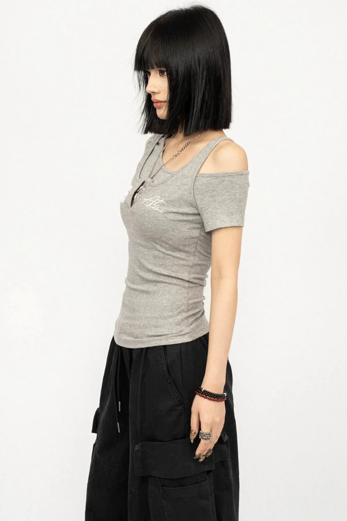Retro Asymmetrical Black Top